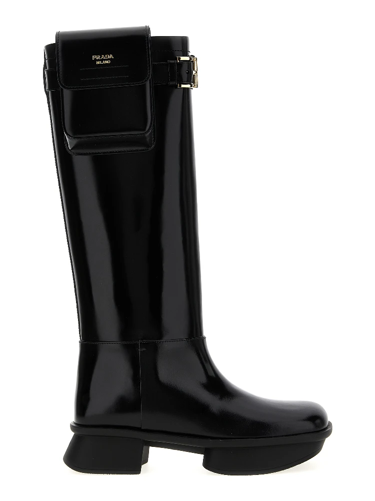 Black Calfskin Over The Knee