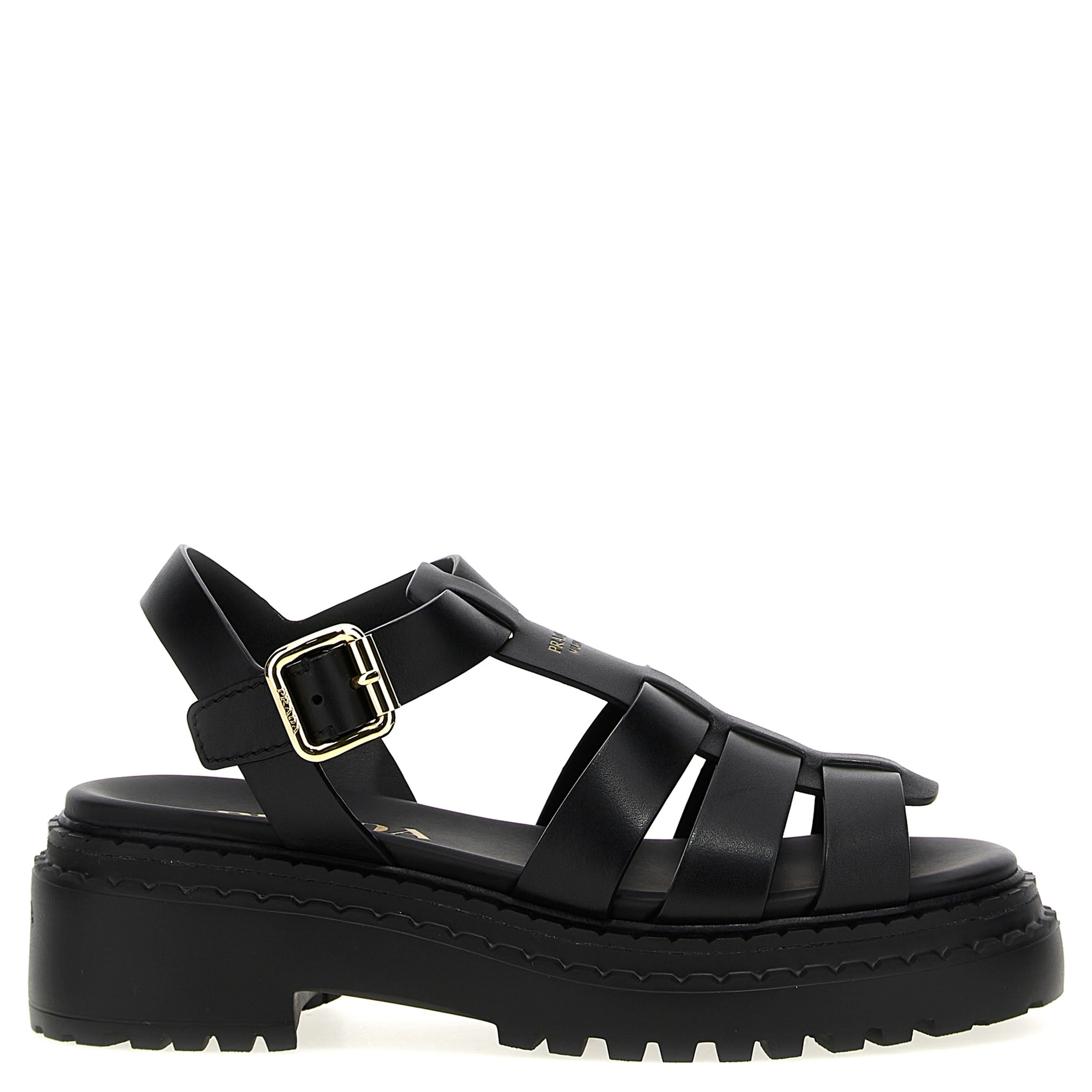 Black Calfskin Flat Sandals
