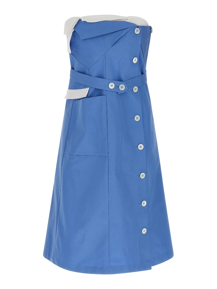 Blue Cotton Short Dress