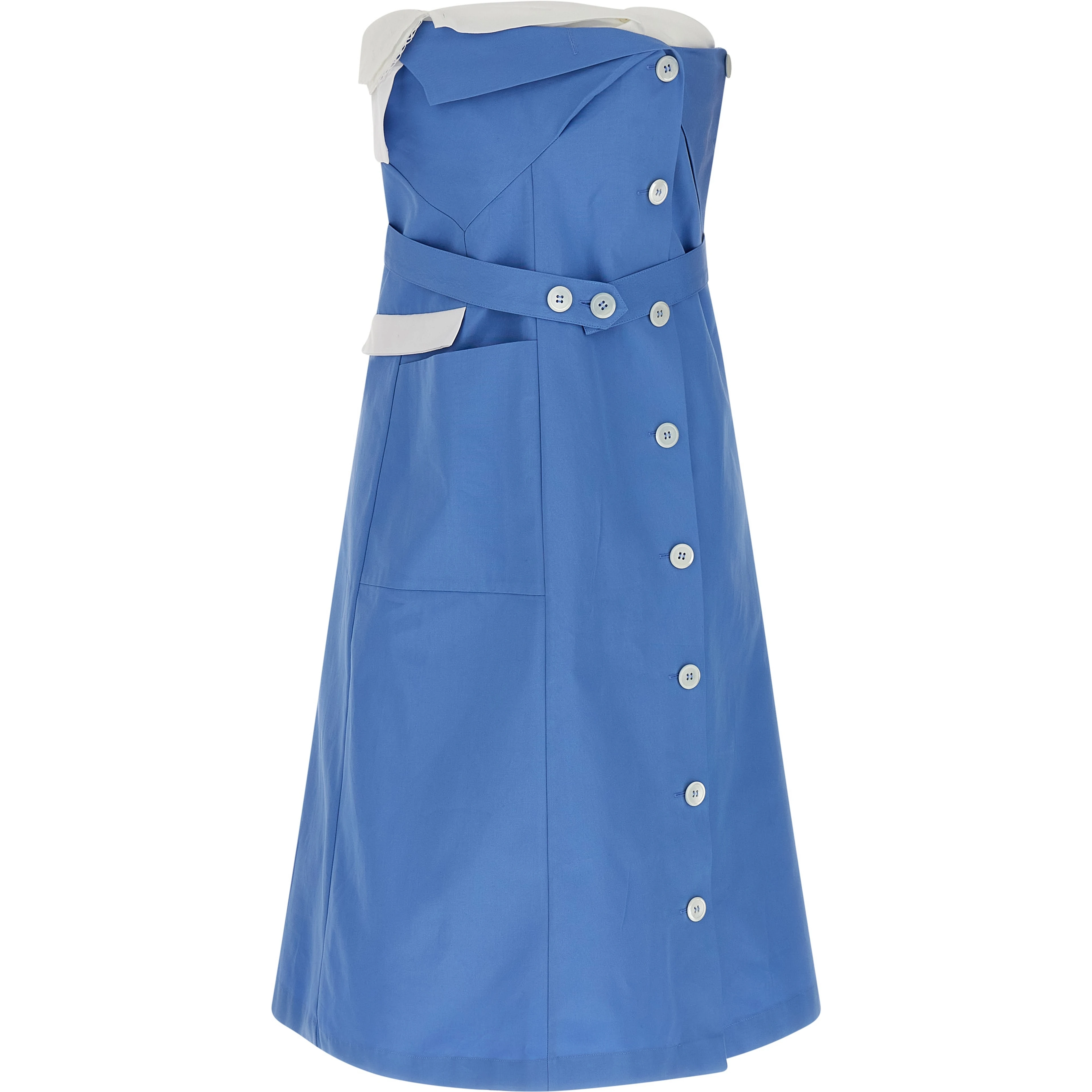 Blue Cotton Short Dress