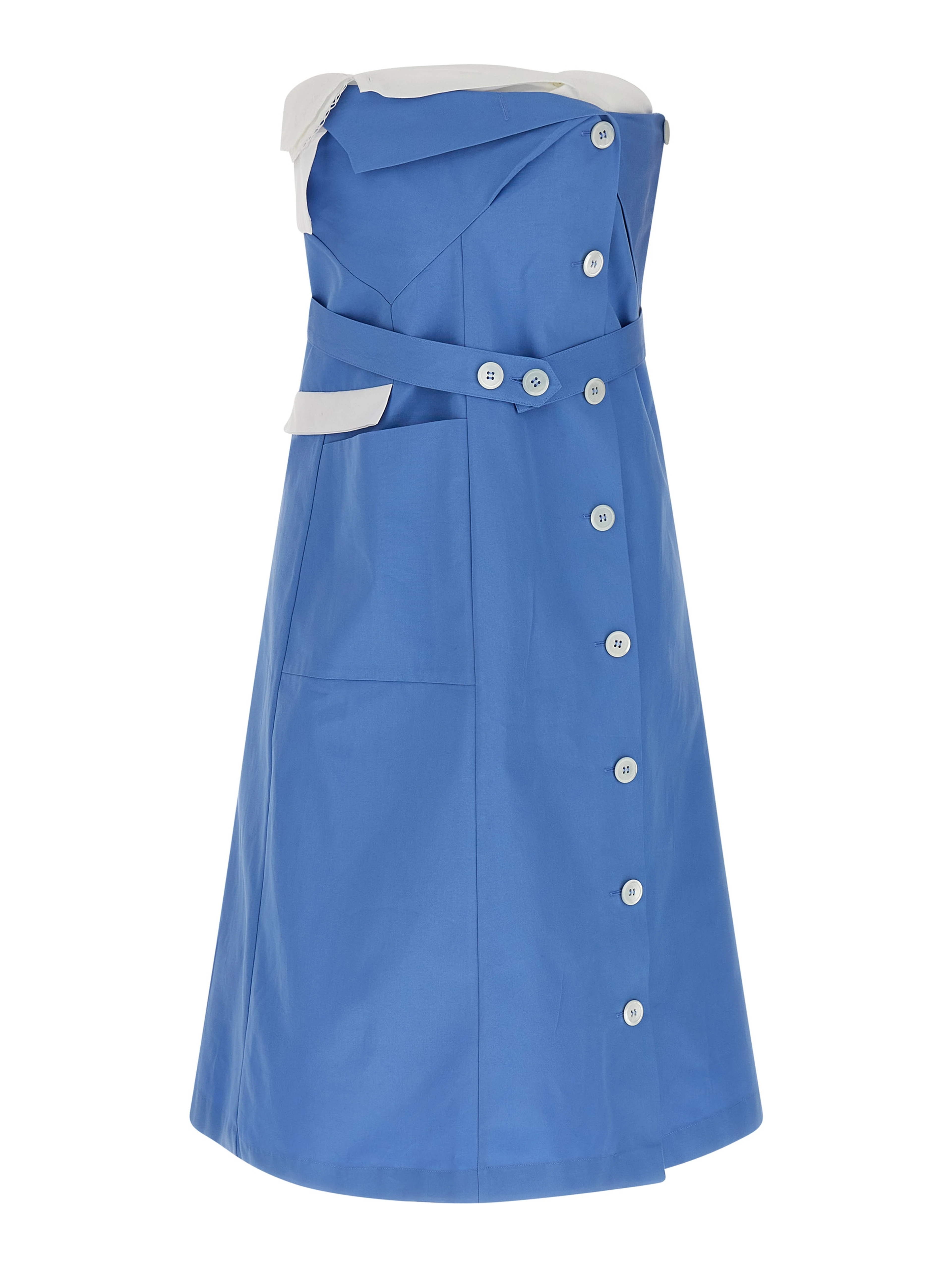 Blue Cotton Short Dress