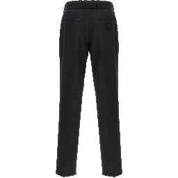 Black Virgin Wool Casual Pants