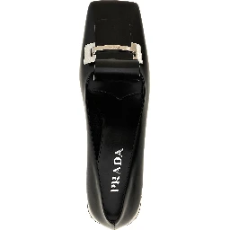 Black Calfskin Mid Heel Pumps