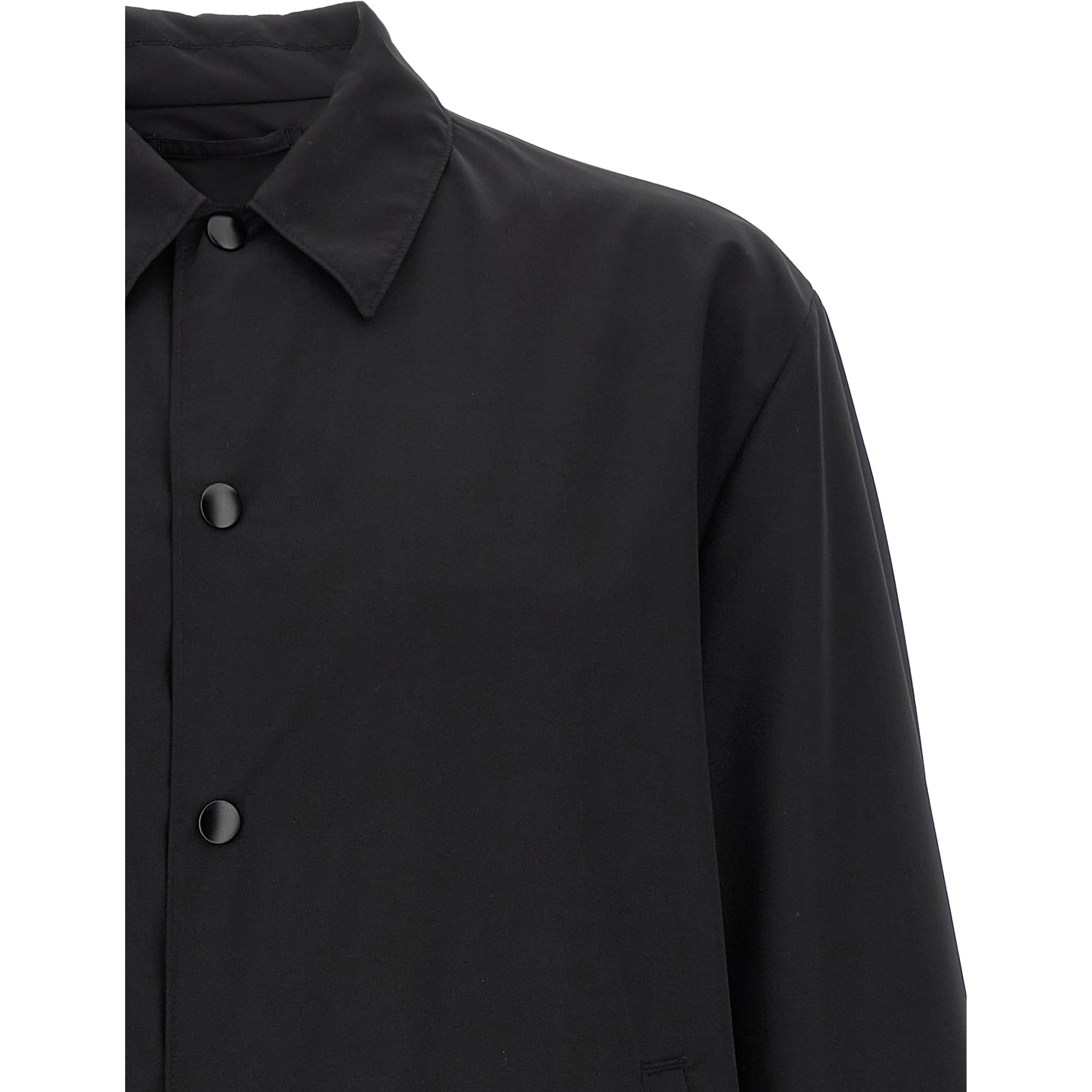 Black Virgin Wool Full-Length Jacket