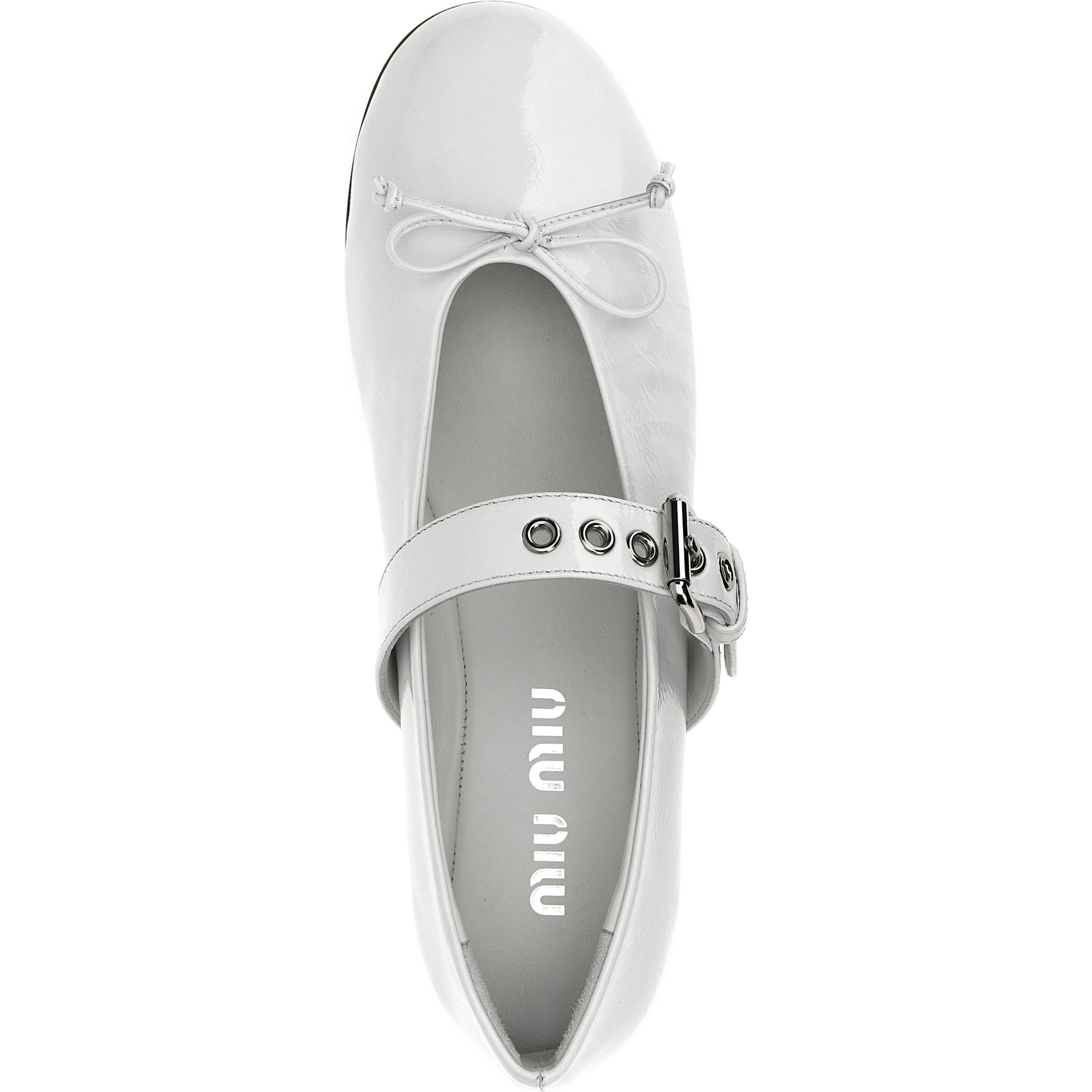 White Calfskin Ballet Flats