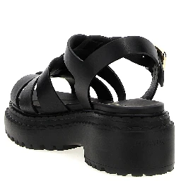 Black Calfskin Flat Sandals