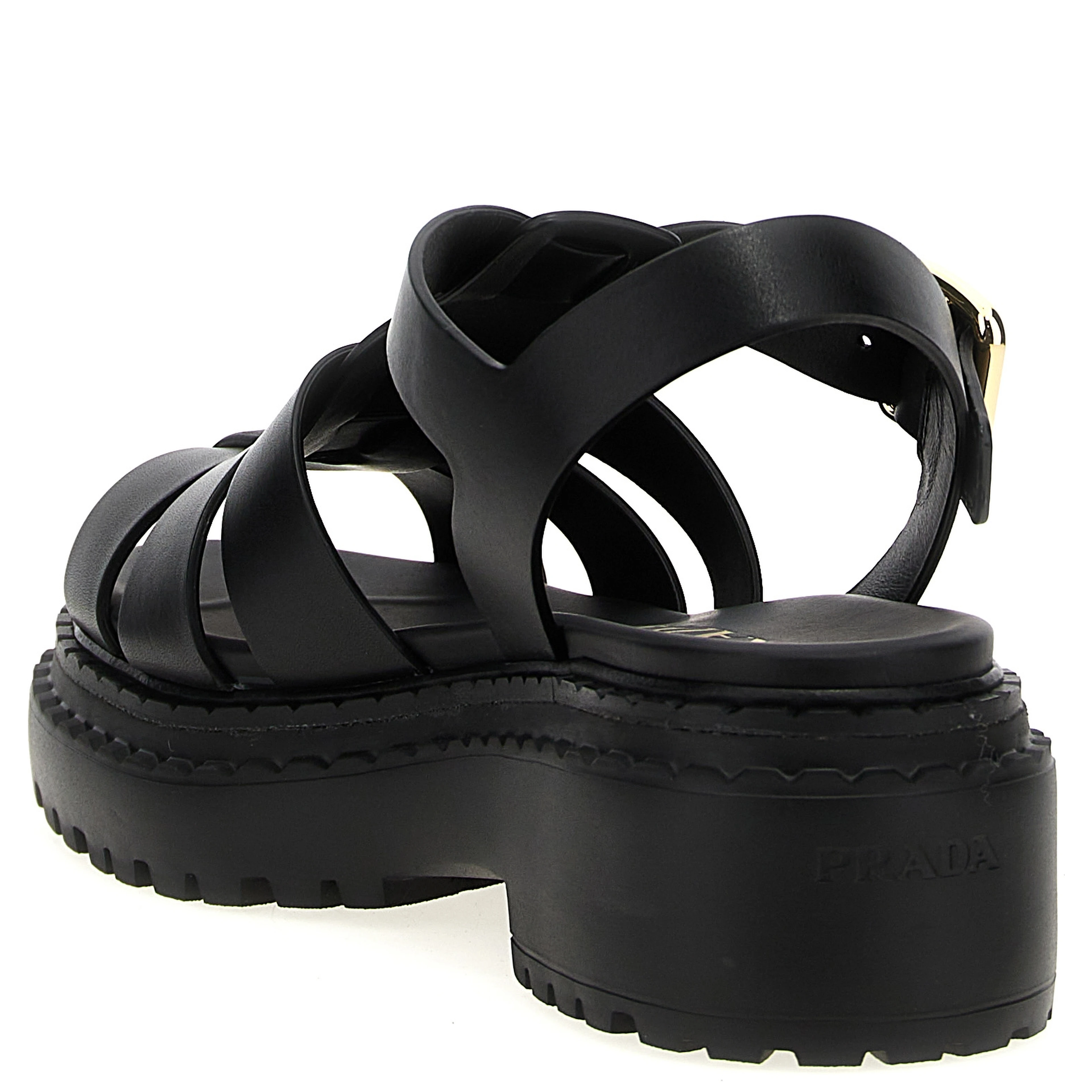 Black Calfskin Flat Sandals
