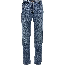 Blue Cotton Straight-Leg Jeans