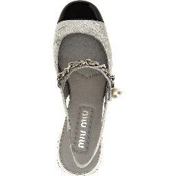 Silver Calfskin Mid Heel Pumps