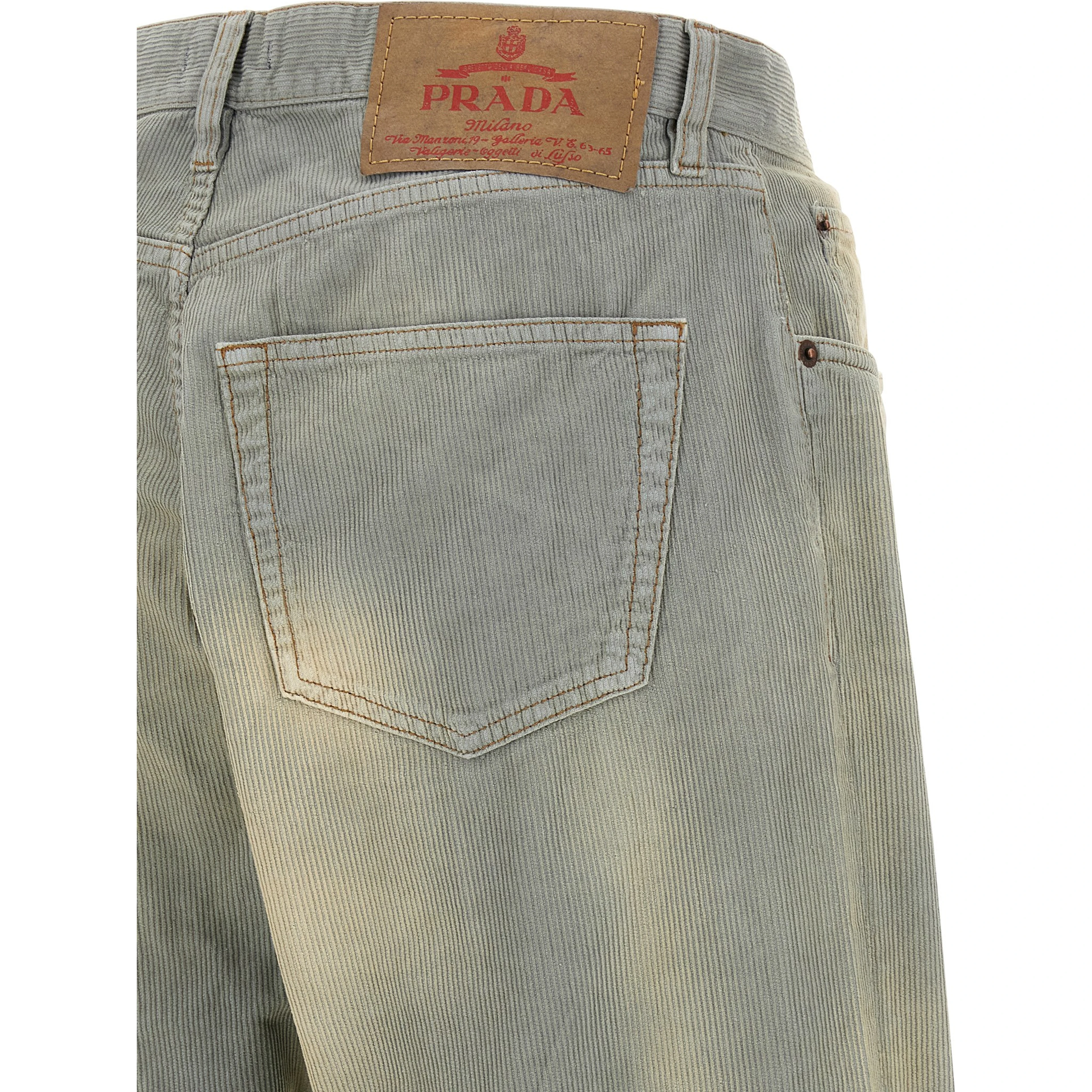 Blue Cotton Casual Pants
