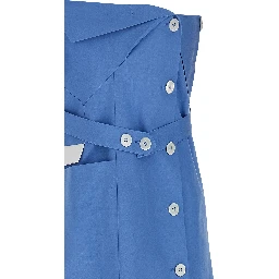Blue Cotton Short Dress