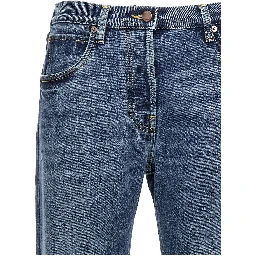 Blue Cotton Straight-Leg Jeans