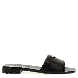 Black Lamb Leather Slides