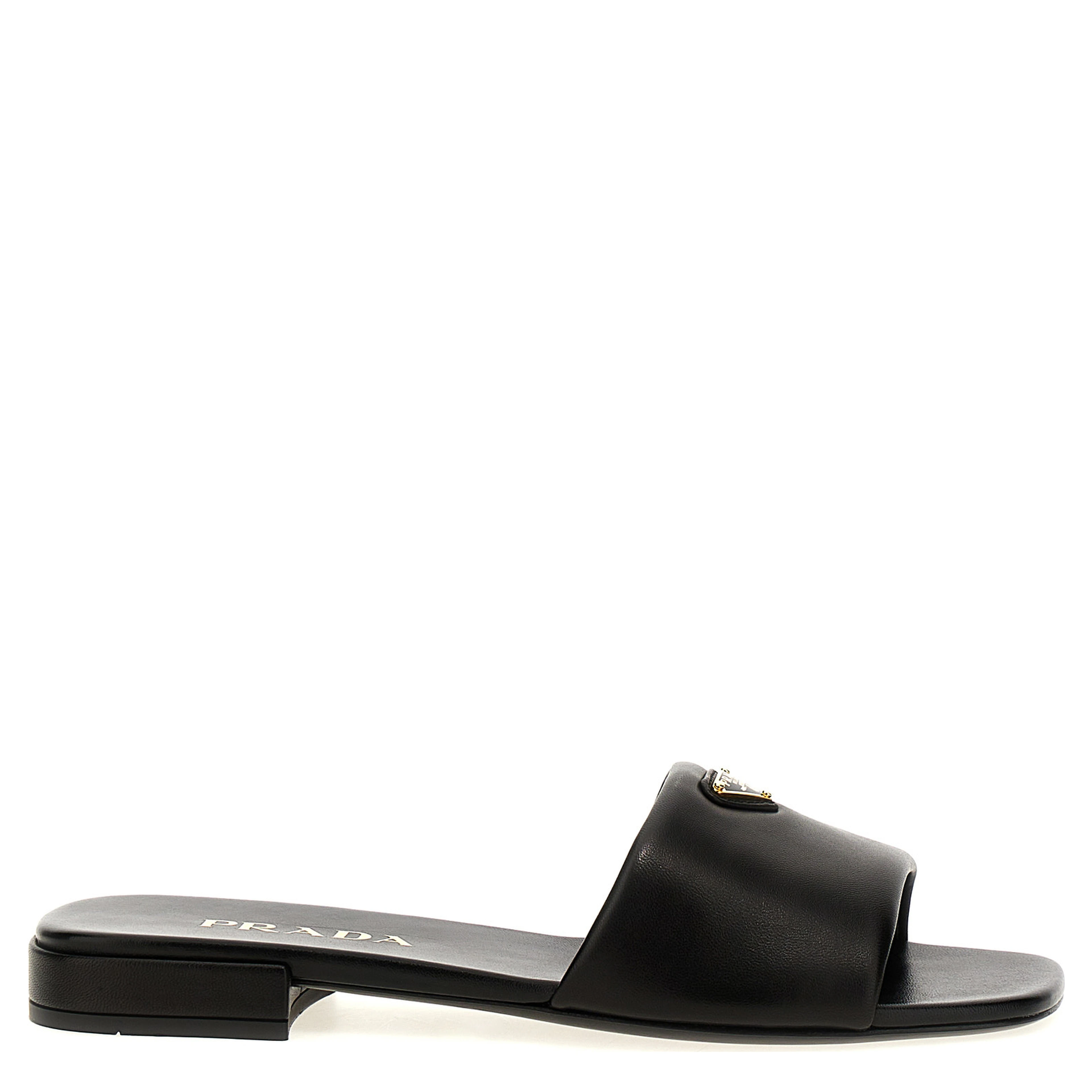 Black Lamb Leather Slides
