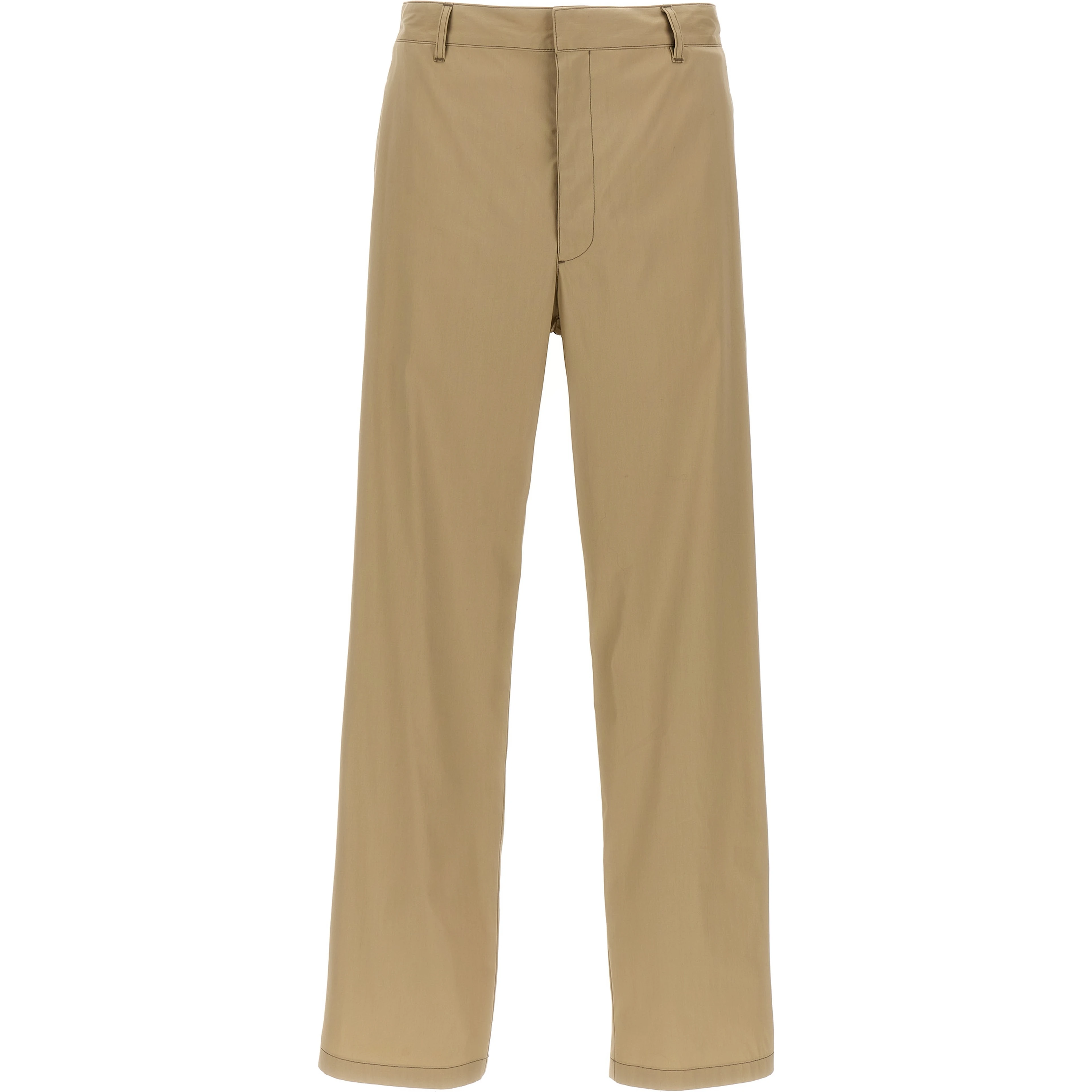 Beige Cotton Casual Pants