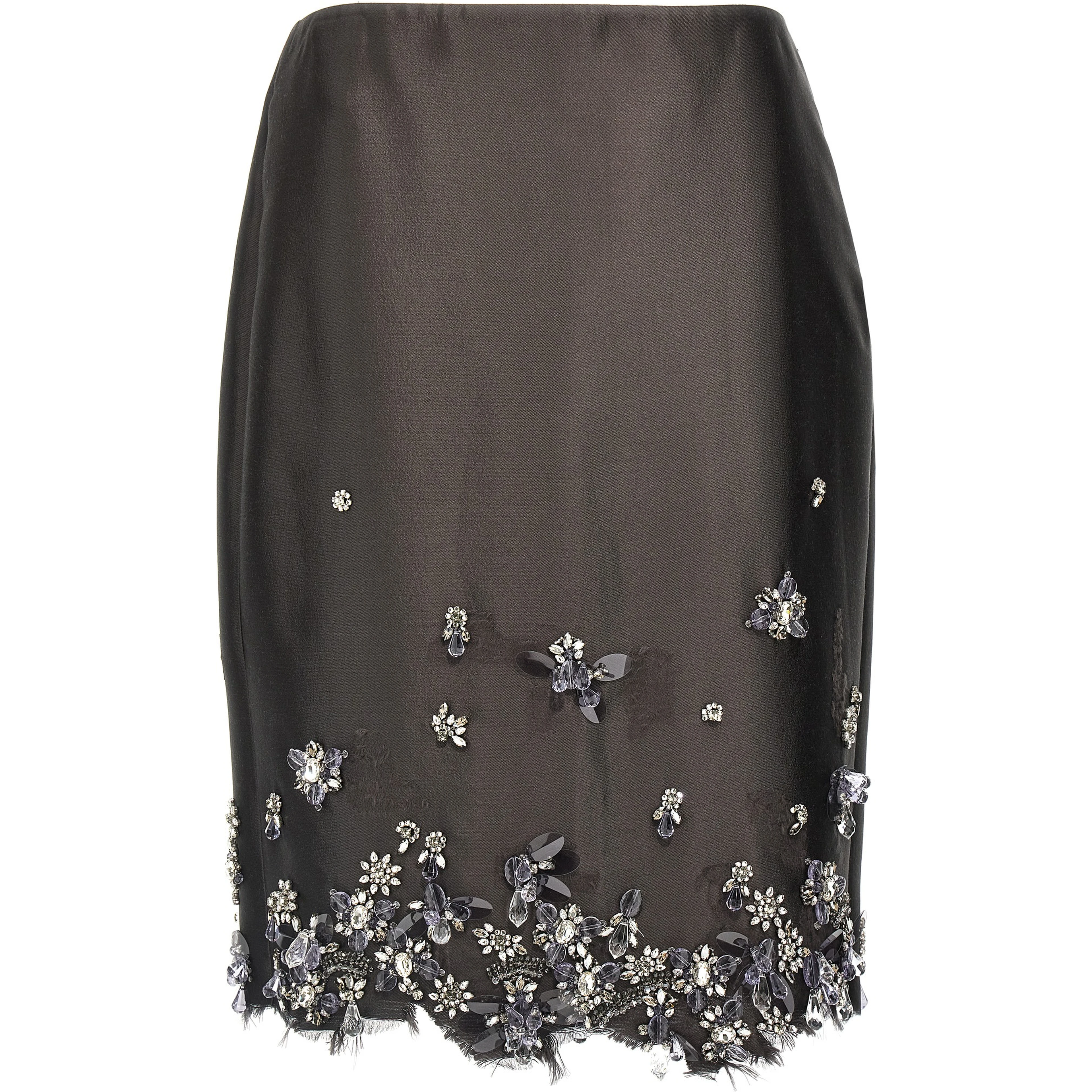 Gray Silk Midi Skirt