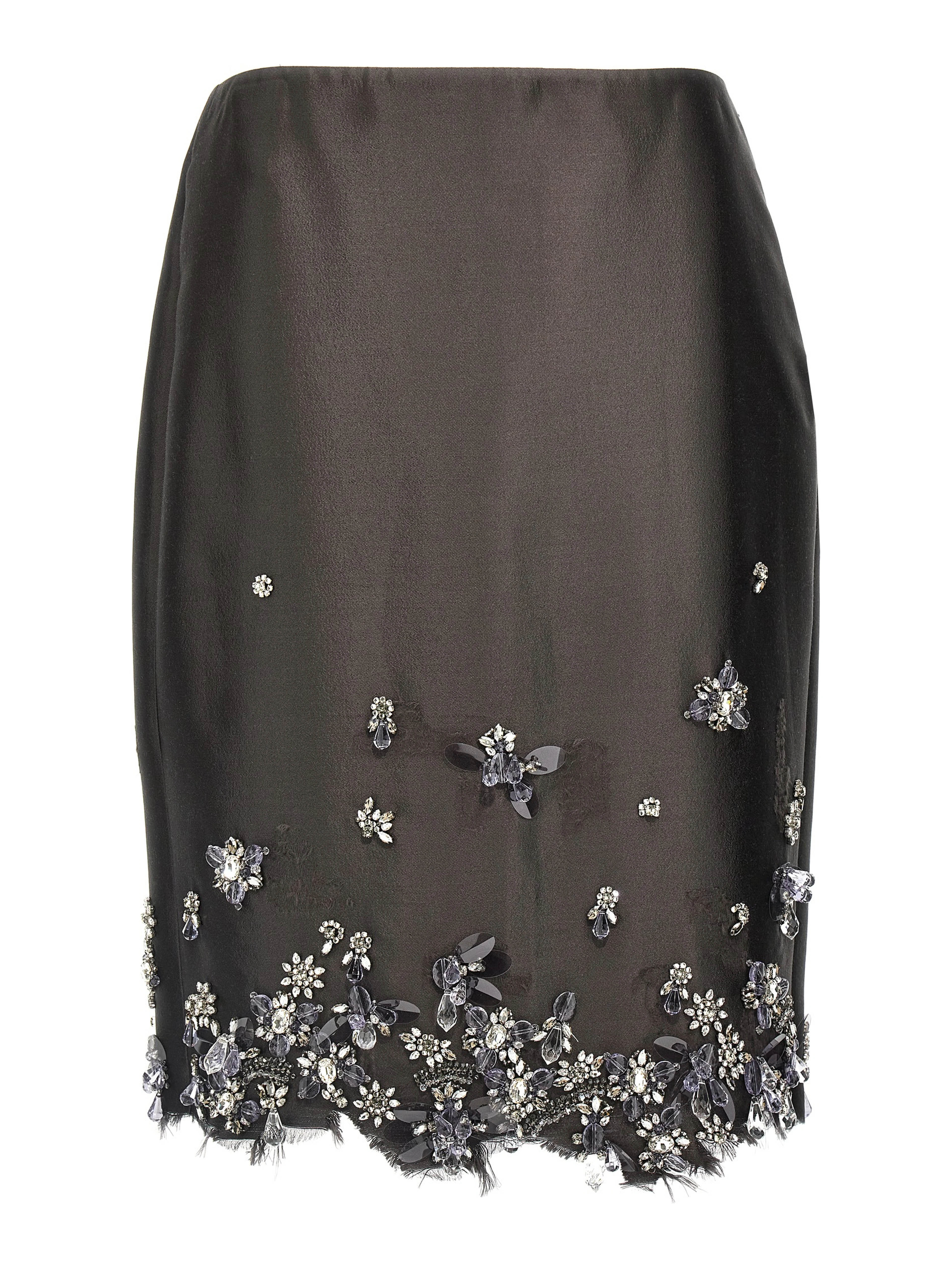 Gray Silk Midi Skirt