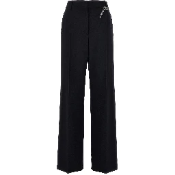 Blue Wool Casual Pants