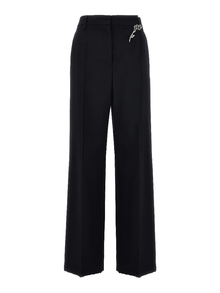 Blue Wool Casual Pants