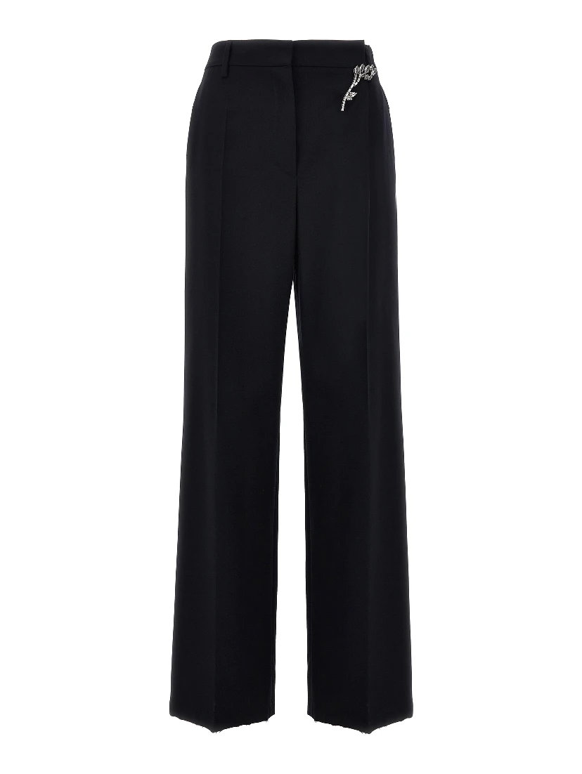 Blue Wool Casual Pants