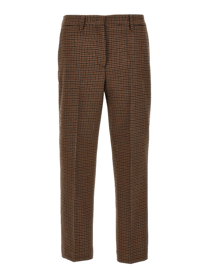 Brown Virgin Wool Casual Pants