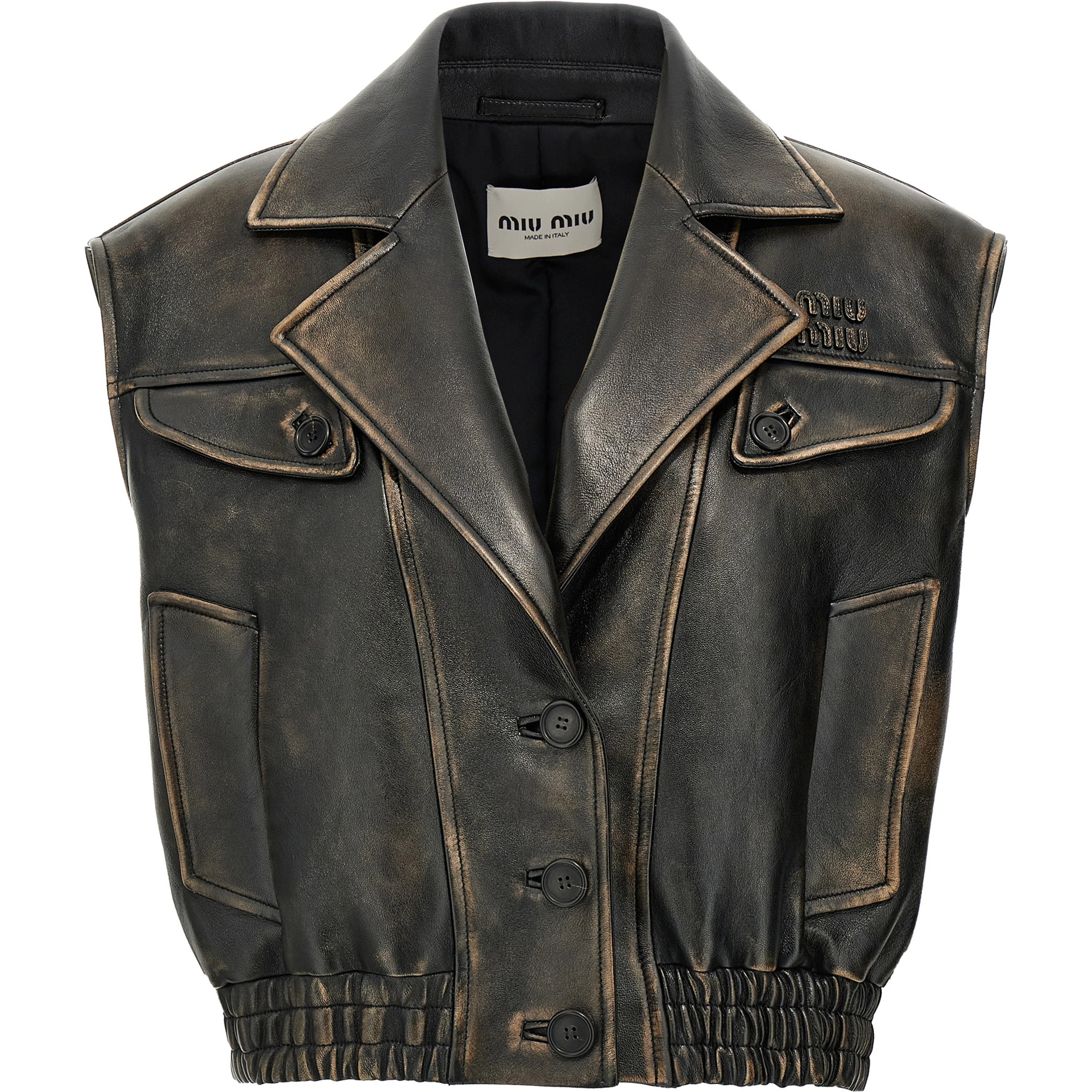Brown Lamb Leather Sleeveless Jacket