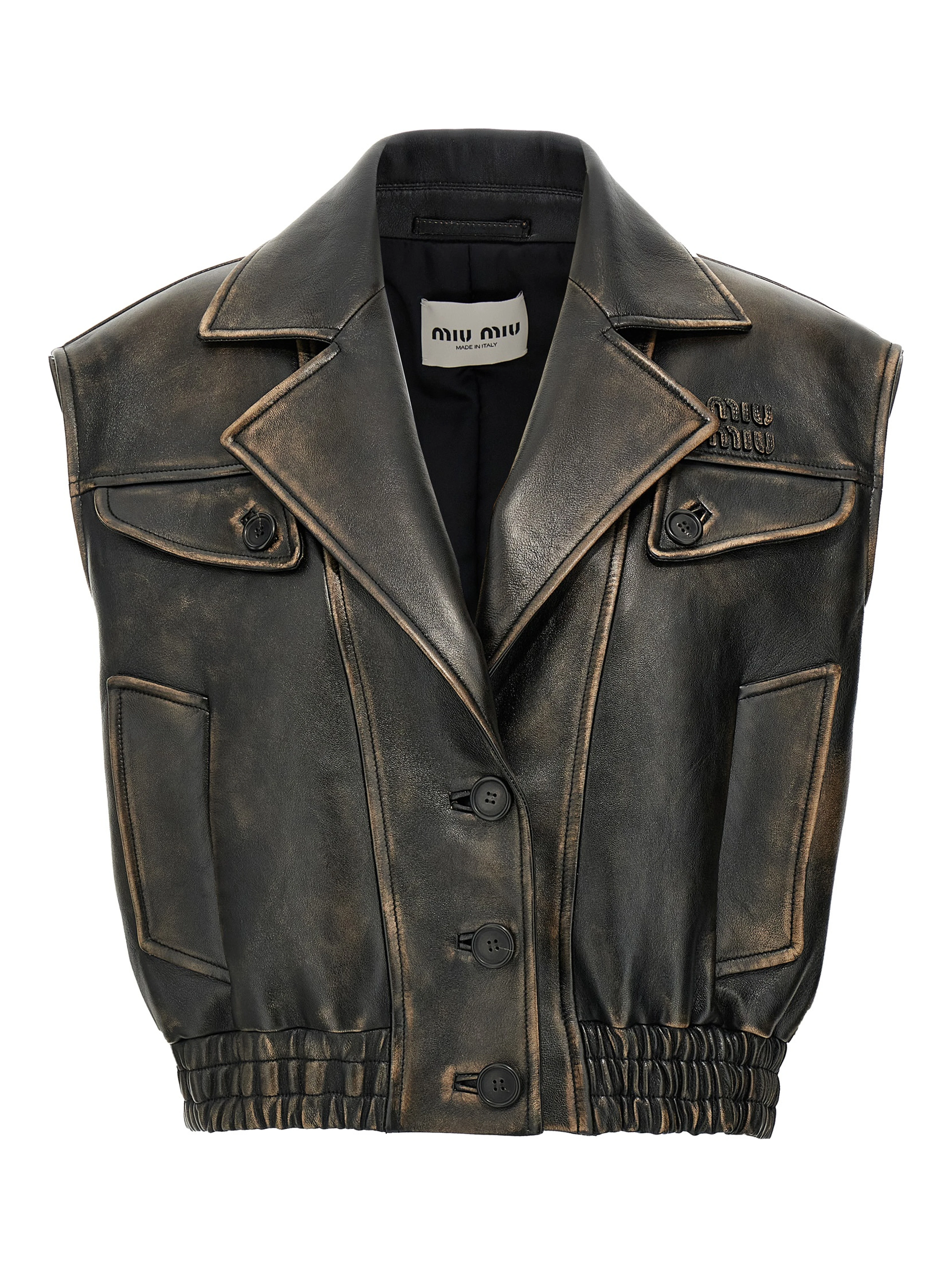 Brown Lamb Leather Sleeveless Jacket