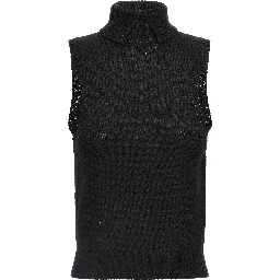Black Cashmere Sleeveless Jacket