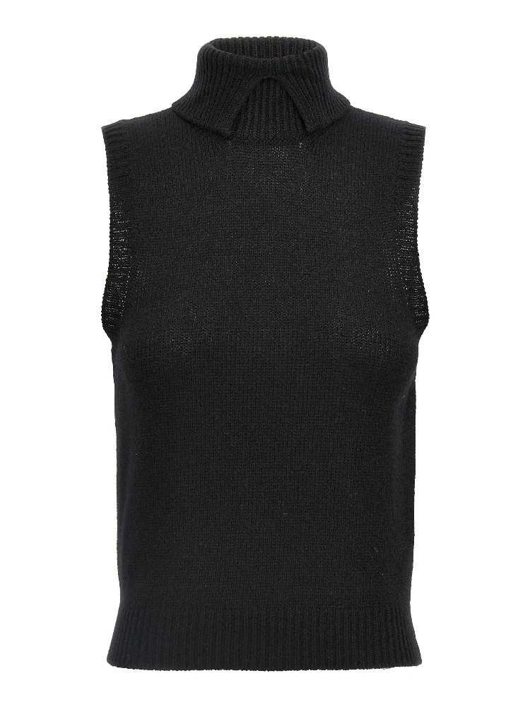 Black Cashmere Sleeveless Jacket