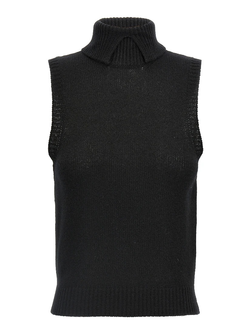 Black Cashmere Sleeveless Jacket