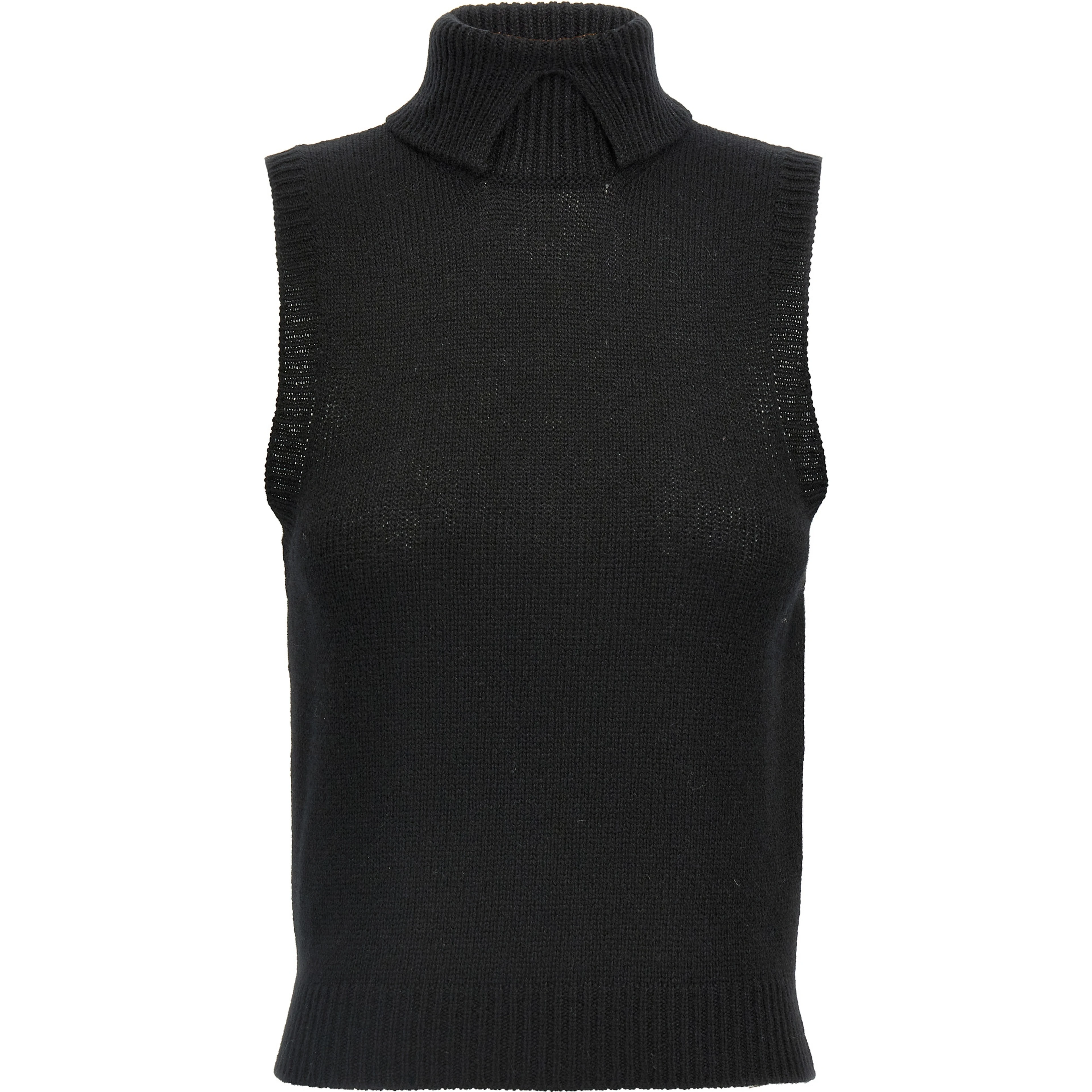 Black Cashmere Sleeveless Jacket