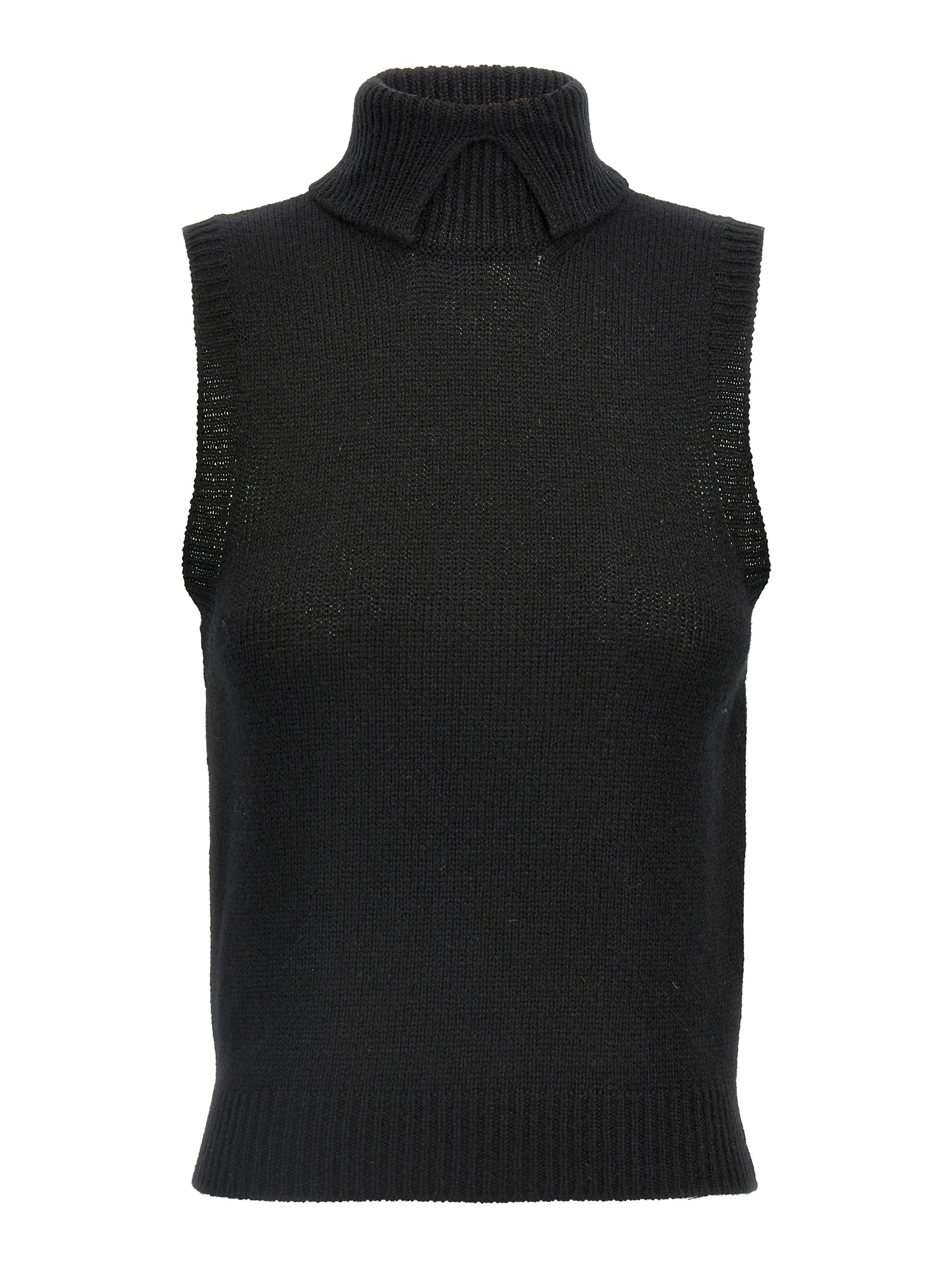 Black Cashmere Sleeveless Jacket