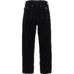 Black Cotton Casual Pants