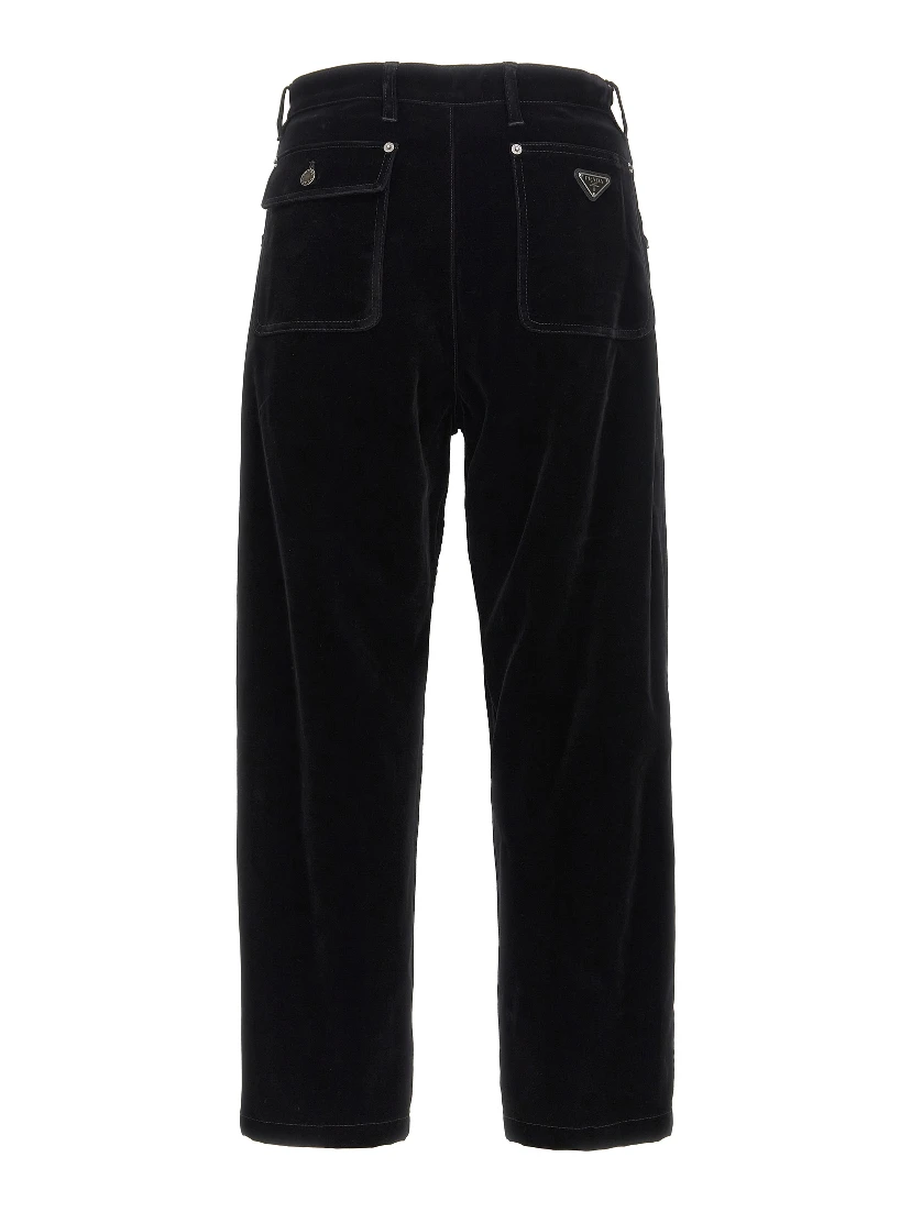 Black Cotton Casual Pants