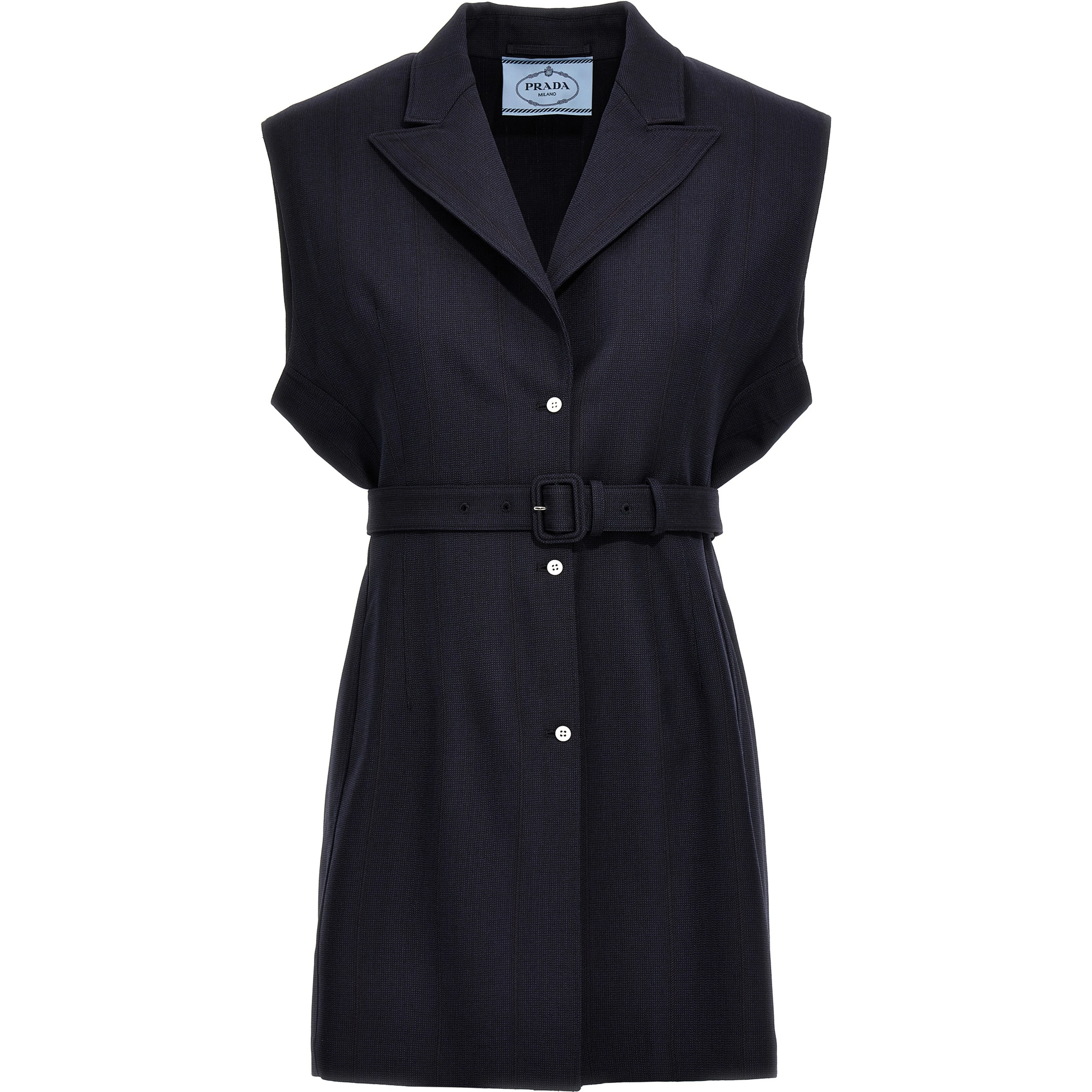 Blue Virgin Wool Sleeveless Jacket