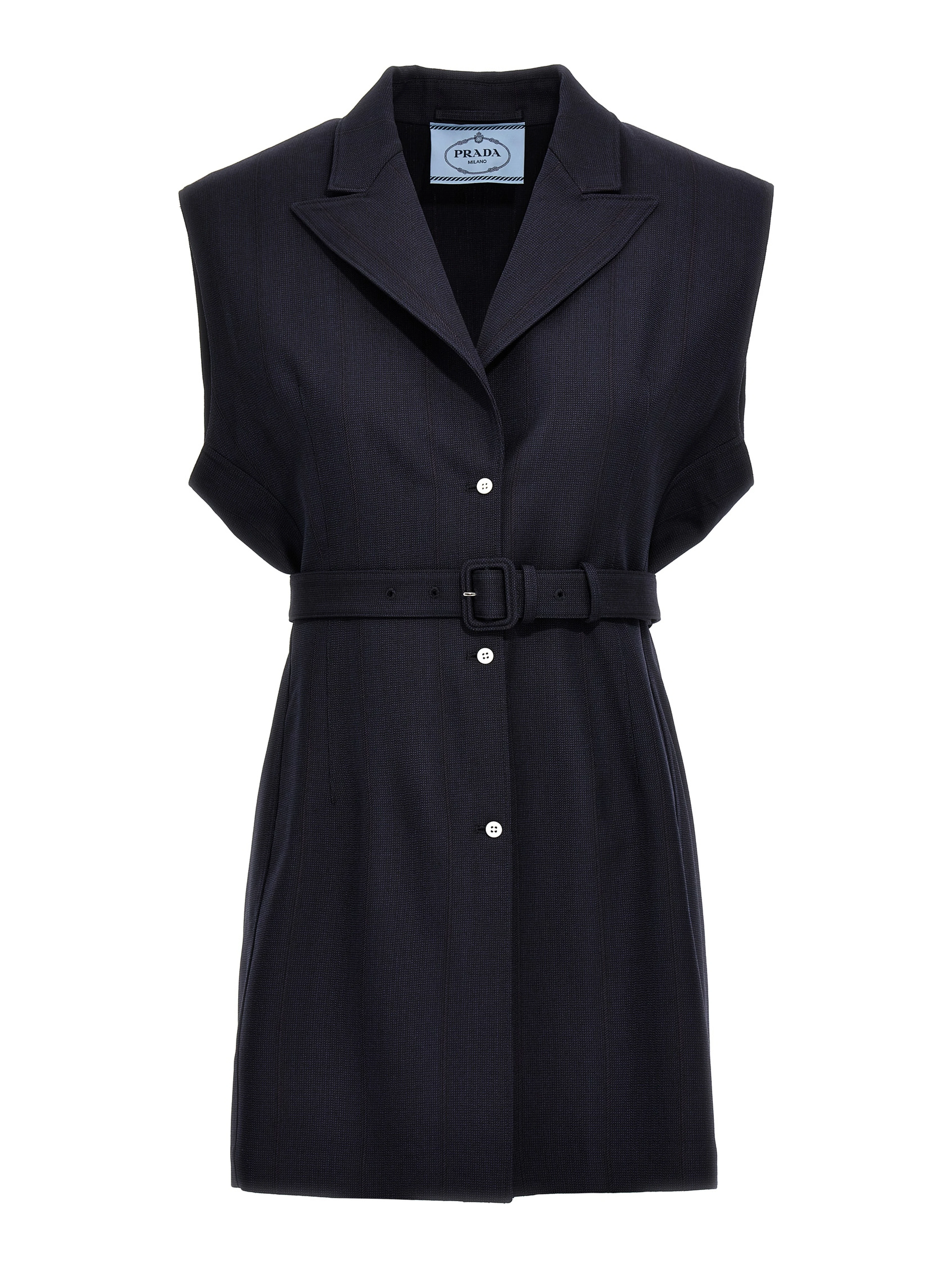 Blue Virgin Wool Sleeveless Jacket