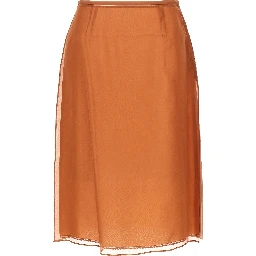 Brown Silk Midi Skirt