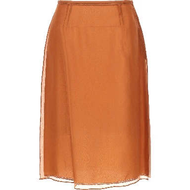 Brown Silk Midi Skirt