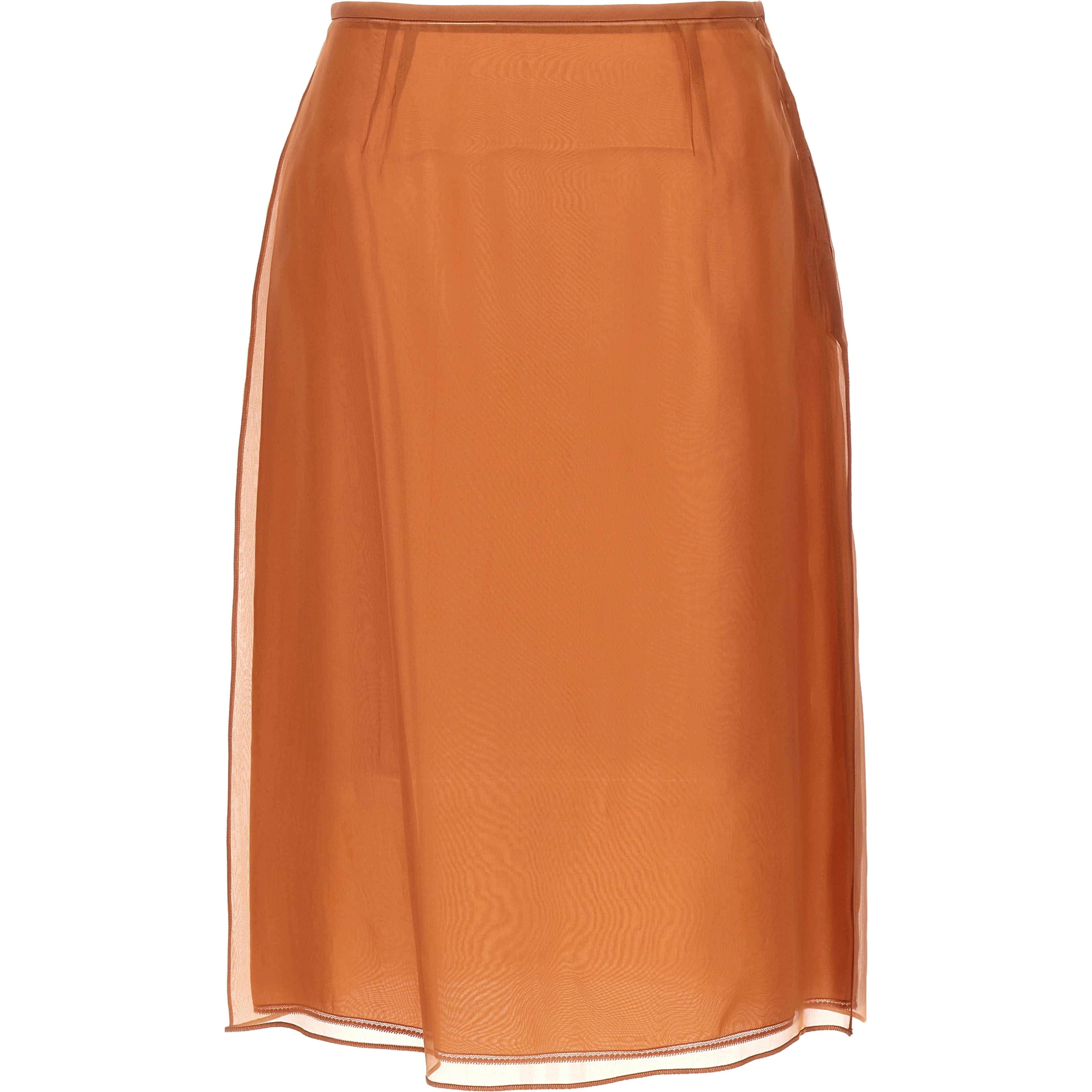 Brown Silk Midi Skirt