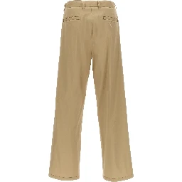 Beige Cotton Casual Pants