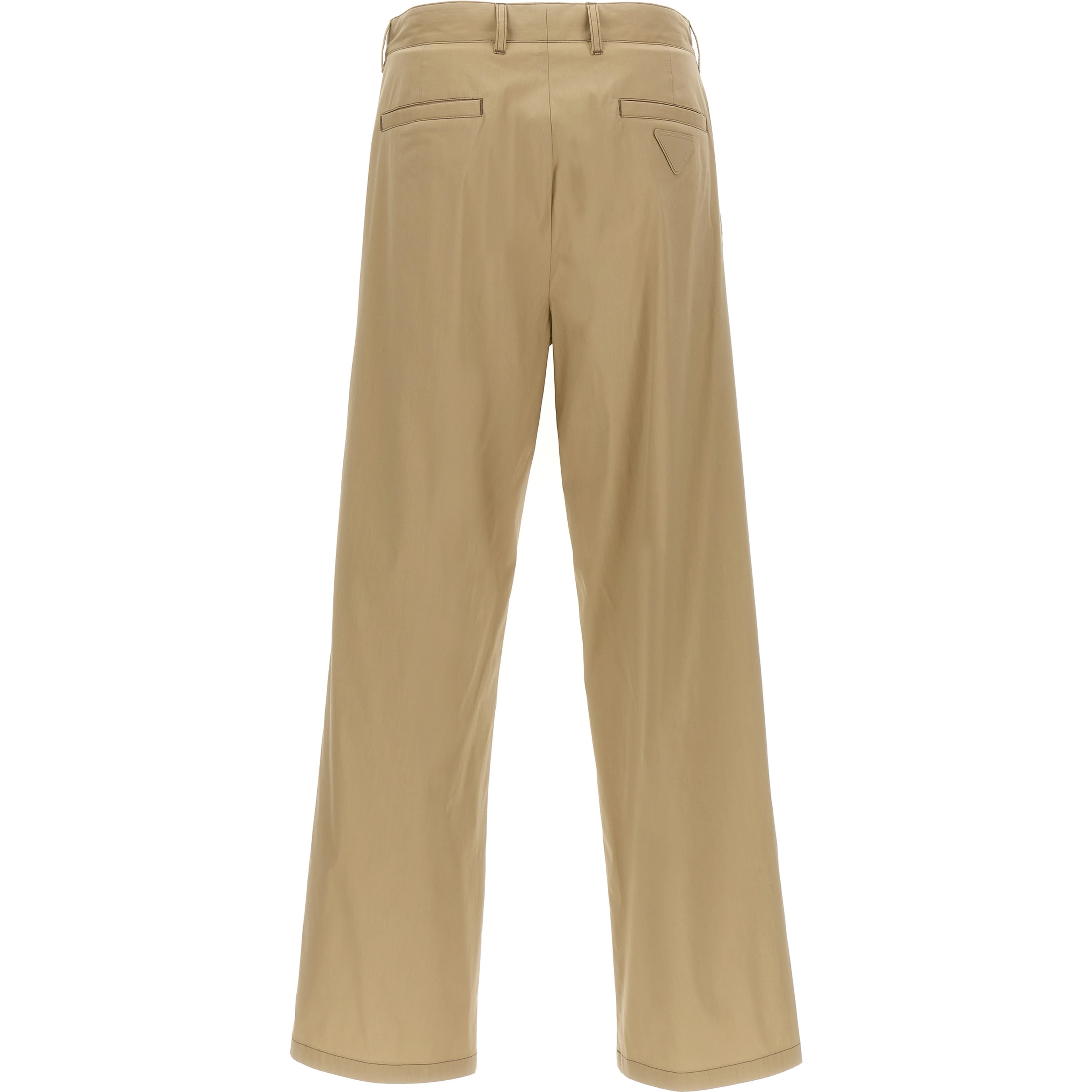 Beige Cotton Casual Pants