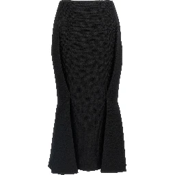 Black Virgin Wool Midi Skirt