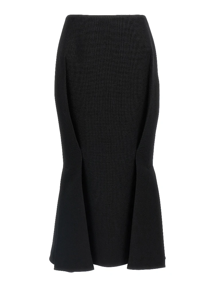Black Virgin Wool Midi Skirt