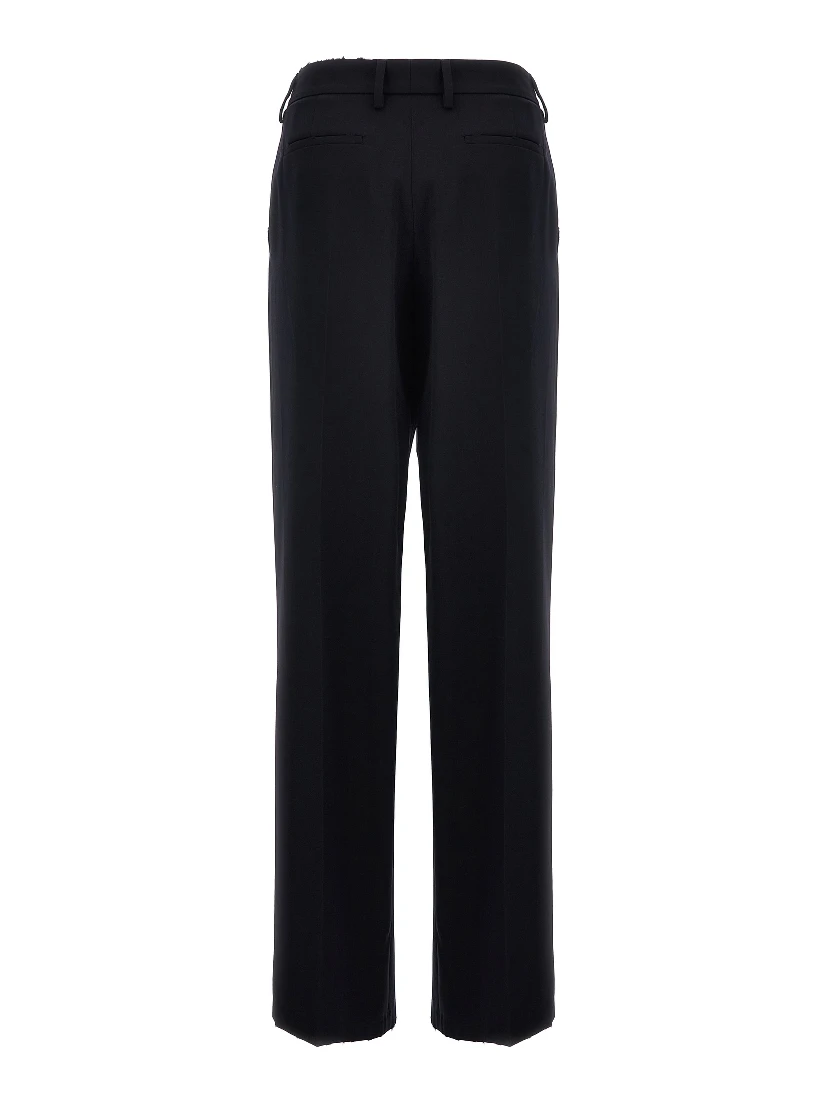 Blue Wool Casual Pants