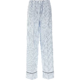 Blue Cotton Casual Pants