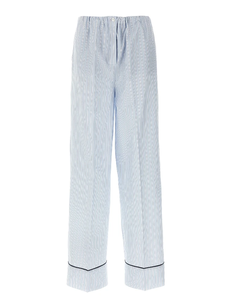 Blue Cotton Casual Pants