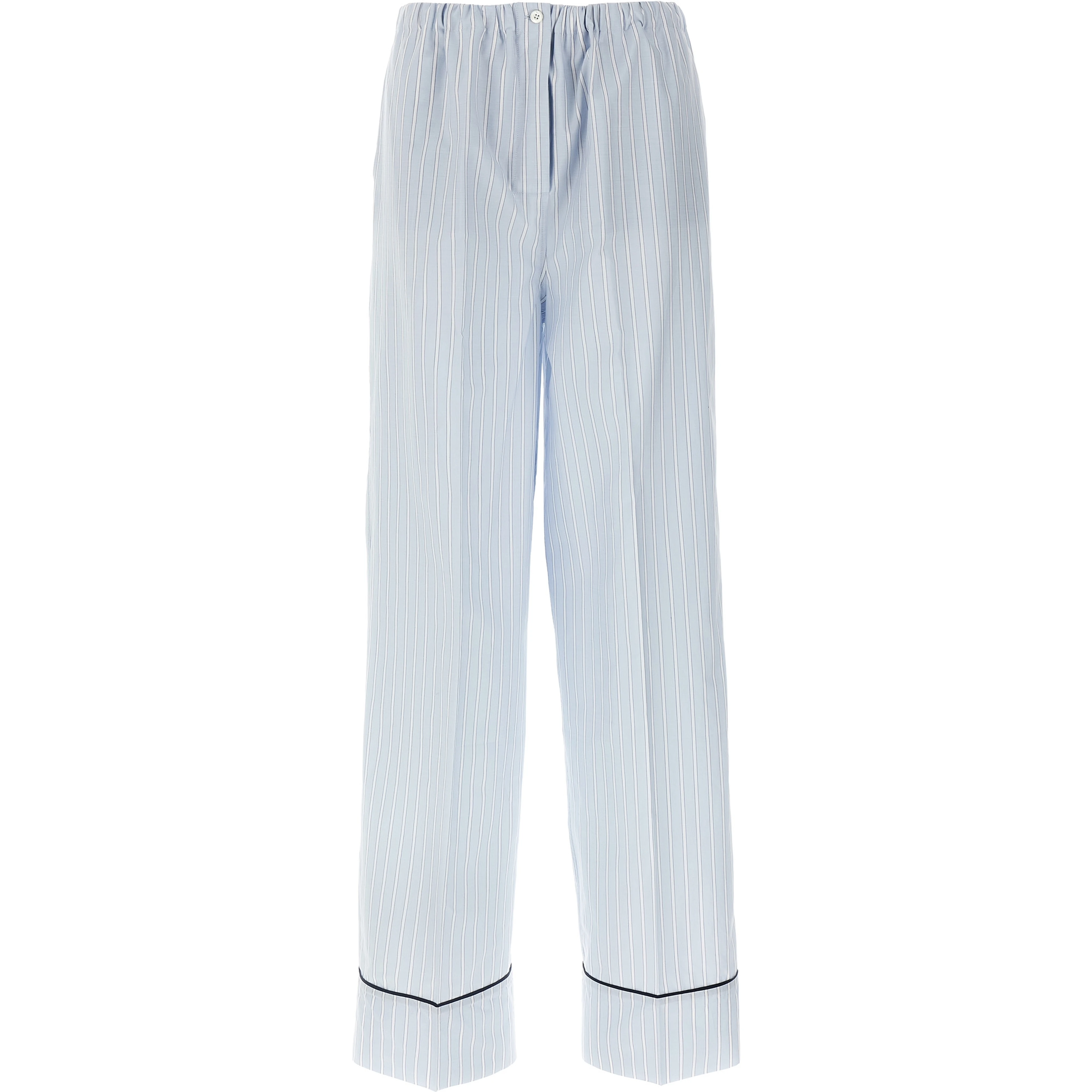 Blue Cotton Casual Pants