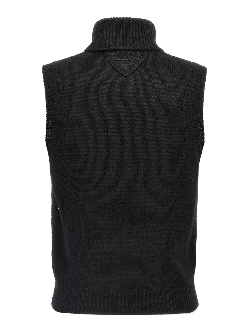 Black Cashmere Sleeveless Jacket
