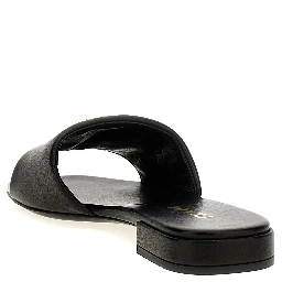 Black Lamb Leather Slides