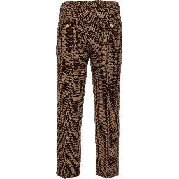 Brown Virgin Wool Casual Pants